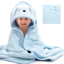 QKURT Hooded Baby Towel, Toddler Bath Towel Soft Infant Towel Newborn Blanket Coral Velvet Poncho Bath Towels,Swimming Towels for Baby Girls Boys, 80 * 80CM