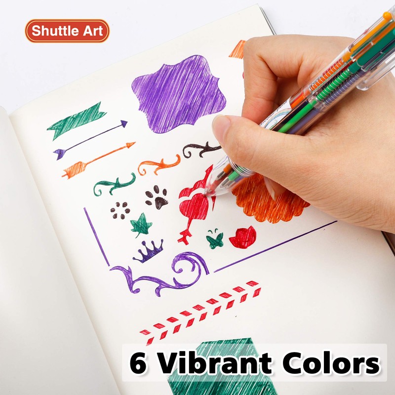 Shuttle Art Multi-Colored Ballpoint Pens, Multi-functional Pens, 6 Colors, Set