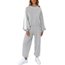 Sovoyontee Women's Jogging Suit Loungewear 2-Piece Lounge Set Sweatsuit Pullover, gray