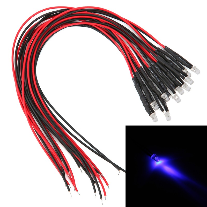 50Pcs LED Lights Emitting Diodes Pre Wired Prewired Round Head