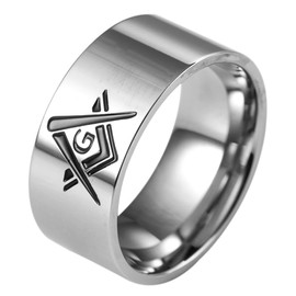 Jude Jewelers 10mm Stainless Steel Classic Plain Freemason Mason Masonic Cocktail Party Biker Ring Band, Metal