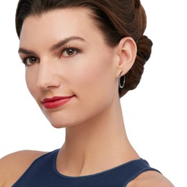 Ross-Simons 1.20 ct. t.w. Black Spinel Inside-Outside Hoop Earrings in Sterling Silver