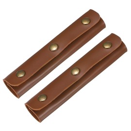 TIXIPEM Leather Handle Wrap [2PCS] - Handbag Handle Wrap Cover with 3 Metal Clasps Use for Suitcases & Bags & Shopping Totes & Wallets - [Dark Brown-5IN/13CM] Soft Purse Strap Pad