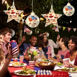 MZD8391 4th of July Decorations Window Decorations Lights with 3 Modes, Patriotic 4th of July Decor, Battery Operated Independence Day, Memorial Day Decorations Outdoor Indoor