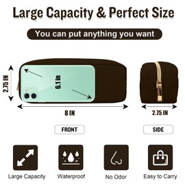 izuzta - Organizador de bolsa de maquillaje de nailon para viajes, bonita bolsa para monedas, Marrón, Delgado