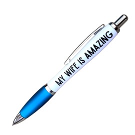 Templatables Fun & Rude Novelty Pens - Funny Gifts for Men, Women, Friends, Husbands, Wives and Family (My Wife Is Amazing, Blue)