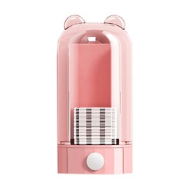 Cotton Pad Dispenser Automatic Dustproof Transparent Wall Mounted Wall Mounted Cosmetic Pads Holder Pink
