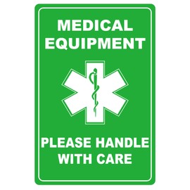 Medical Equipment sticker,2x3 inch 8pcs Medical Equipment Alert Please Handle with Care Stickers