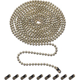 Beaded Pull Chain Extension with Connector, 10 Feet Beaded Roller Chain with 10 Matching Connectors (3.2 mm, Bronze B)
