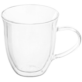 BonJour Coffee Insulated Borosilicate Glass Latte Cups, 2-Piece Set, 12-Ounces Each