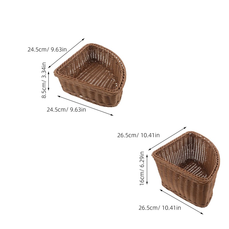 2Pcs Triangle Corner Storage Basket Imitation Rattan Woven Corner Tray