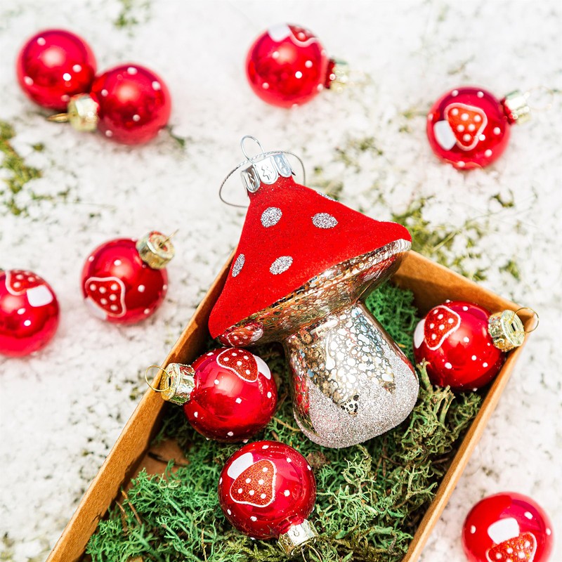 Mini Mushroom Baubles - Set Of 12