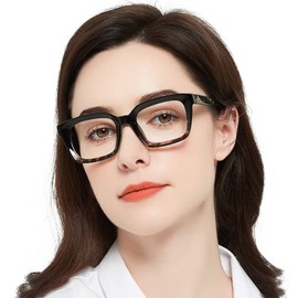 MARE AZZURO Large Reading Glasses Women Retro Square Readers 1.0 1.25 1.5 1.75 2.0 2.25 2.5 2.75 3.0 3.5 4.0 5.0 6.0 (Black+leopard, 2.75)