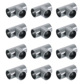 sourcing map 3/4" PVC Tee, 12 Pcs 3 Way Elbow Connector Furniture Grade PVC Tee Elbow Pipe Fitting Adapter Corner Fitting for Water Supplies Build Furniture Shelves Tents, Grey