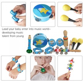 Juguete musical, juego de juguetes de percusión de , 10 piezas, instrumentos musicales, campanas de mano, pandereta para niños, aprendizaje educativo preescolar