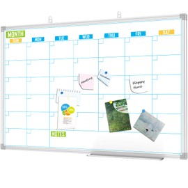 Lockways Dry Erase Calendar Whiteboard, White Board Calendar Monthly 36" x 24", Wall-Mounted Aluminum Framed Calendar Board