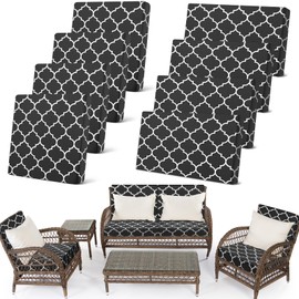 Newwiee 8 Pcs Stretch Patio Outdoor Cushion Covers Waterproof Replacement Sofa Couch Covers for 4 Backrests and 4 Cushions Washable Lawn Garden Seat Furniture Protector(Dark Gray)