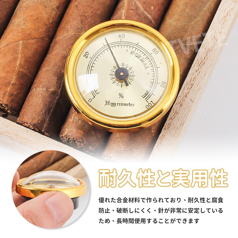 TVETE Cigar Hygrometer, Hygrometer, Hygrometer, Stylish, Mechanical, Round, Circular, Alloy,