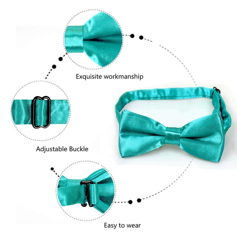 Alizeal Boys Pre-tied Bow Tie Solid Color Fancy Plain Adjustable