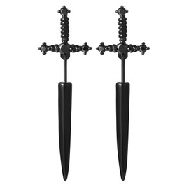 OIDEA Gothic Sword Earrings for Men Women: Punk Dagger Earrings Cool Stainless Steel Zircon Mens Earrings Goth Screw Back Earrings Stud Jewelry Gift, Black