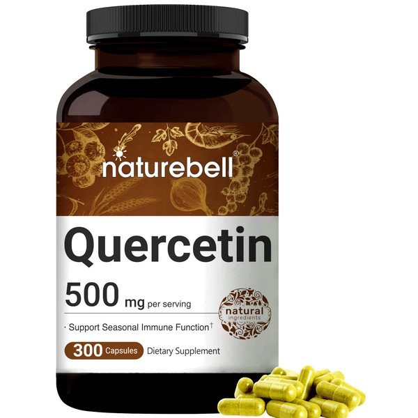 NatureBell Quercetin 500mg Per Serving | 300 Capsules, Ultra Strength Quercetin Supplement | Bioflavonoids for Healthy Immune Support, Third Party Tested, Non-GMO & No Gluten
