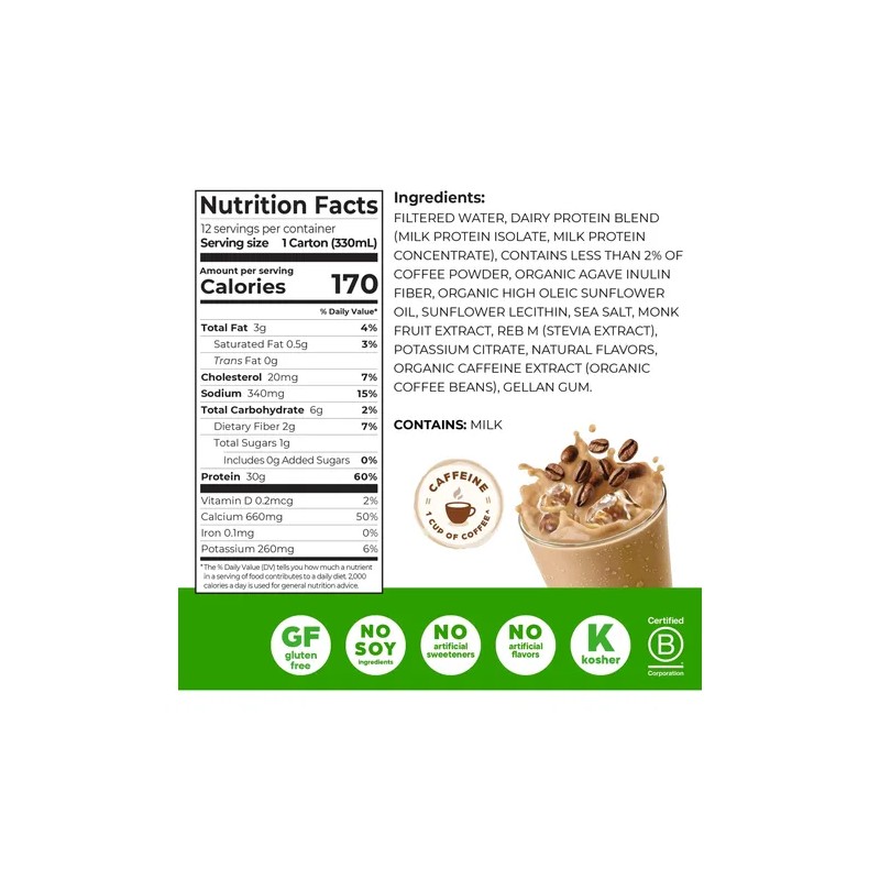 Orgain Batido De Proteínas Orgain 30 G, Café Con Leche,