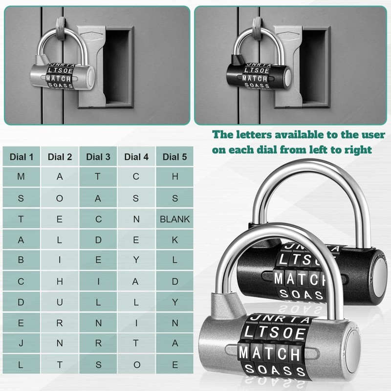 Shimeyao 2 Pcs 5 Letter Combination Lock Metal 5 Digit