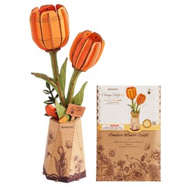 rowood 3D Puzzle DIY Wooden Flower, Artificial Flowers Model Kits to be Assembled, Craft Set for Adults, Home Décor and Valentine Toy Gift Kit