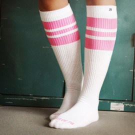 Spirit of 76 Men's and Women's High Retro Socks with Stripes, White - Pink