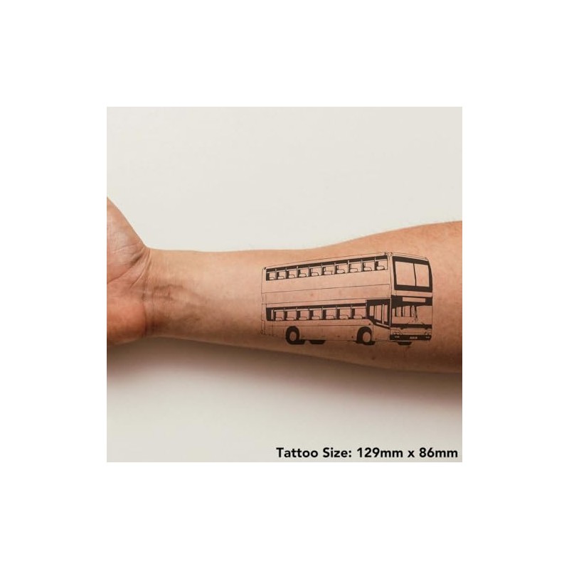 'Double Decker Bus' Temporary Tattoo - Water Resistant, Skin-Safe, Non-Toxic