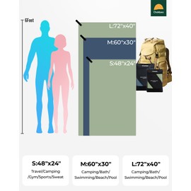 Chakipee Quick Dry Microfiber Towel Travel, Beach & Camping Towels. Fast Drying, Super Absorbent & Ultra Compact for Travel, Bath, Gym, Swimming, 1 Pack, 48''x24'' Army Green