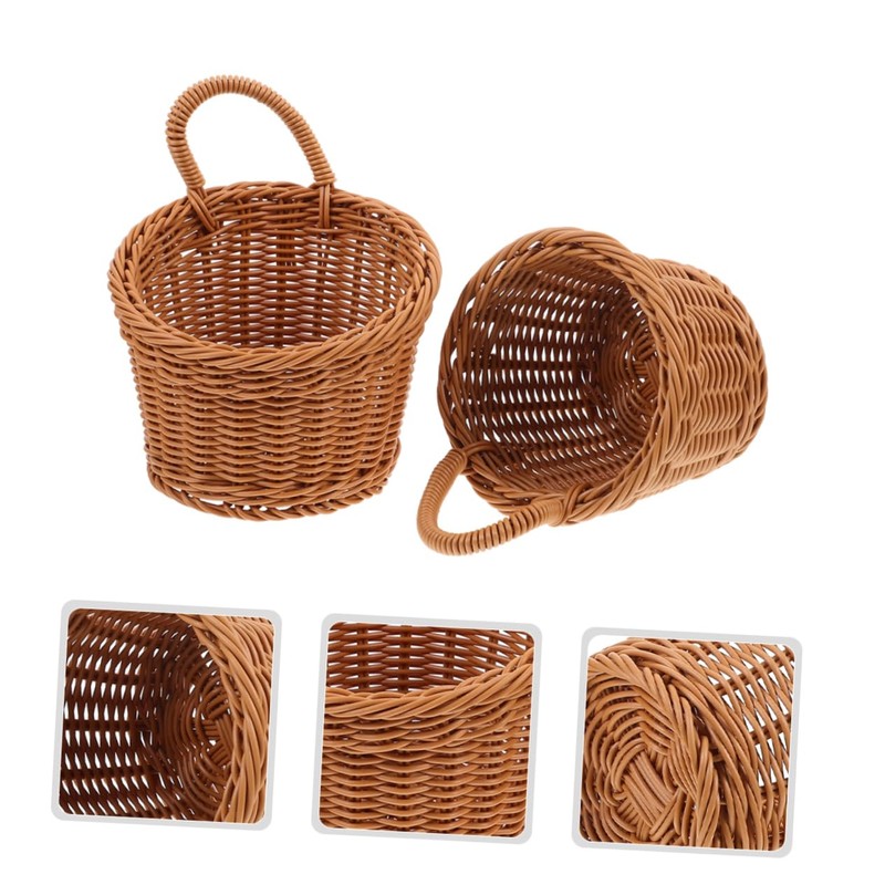 CIYODO 2pcs Woven Storage Basket Wall Hanging Fruit Basket for