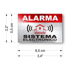 12 x Security Alarm Warning Sign Stickers - Spanish Text ALARMA - SISTEMA ELECTRONICO - for Internal and External use - Protection for Home, car... - Weatherproof - Size: 3,4 x 2,2 in