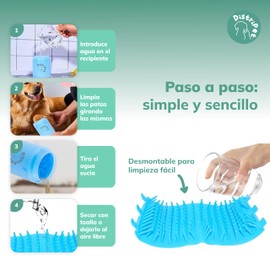 DistriPet Pfotenreiniger für Hunde, aus Silikon, tragbar, abnehmbar, mit Mikrofaser-Handtuch für Hunde, zur Reinigung schmutziger Haustierfüße, Blau