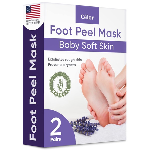 ﻿﻿Foot Peel Mask (2 Pairs) - Foot Mask for Baby soft skin - Remove Dead Skin | Foot Spa Foot Care for women Peel Mask with Lavender and Aloe Vera Gel for Men and Women Feet Peeling Mask Exfoliating