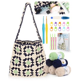 Aeelike Häkelset für Anfänger, Starter Häkel Set mit Häkelnadel Set 3,5mm 4,0mm, 5 Ply Häkelgarn, Zubehör, Häkeln für Anfänger mit Schritt-für-Schritt-Anleitung, Granny Square Häkeltasche Häkelset