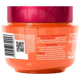 L'Oréal Paris Elvital Dream Lengths Super Building Mask – Anti-Split Ends Hair Mask for Long, Damaged Hair with Vegetable Vitamins & Castor Oil, Intensive Rinse-Out Treatment (300ml)