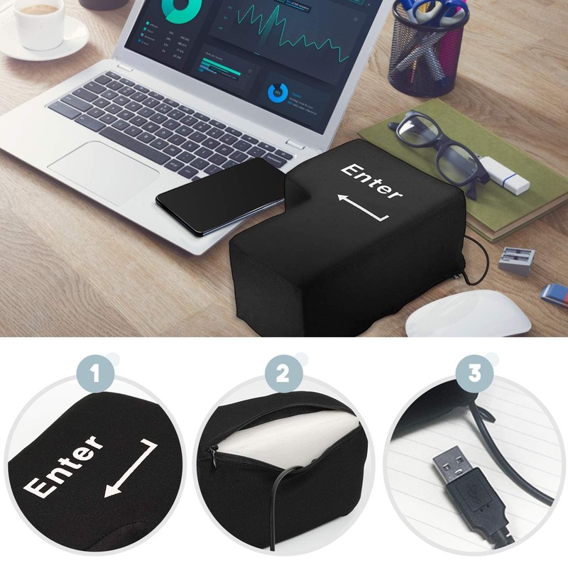 Enter Key Pillow USB Big Enter Key Cushion, Desktop Comfortable