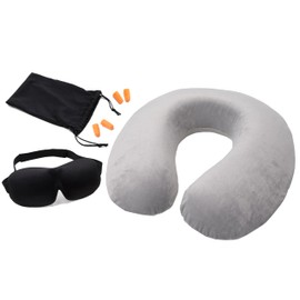 ZOLLNER Rest Set 3-Piece Neck Pillow, Sleeping Mask and Ear Plugs