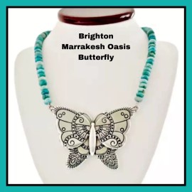 Brighton Marrakesh Oasis butterfly necklace turquoise & silver MSRP $78 NWT