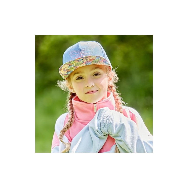 maximo Kids Girls' Cap Butterfly Snap-Back Closure, Blue washed/multicoloured, 55