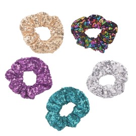 minkissy 5pcs Christmas Sequin Hair Tie Womens Scrunchies Womens Hair Bands Girl Scrunchies Sequin Hair Ties Xmas Hair Elastics Ropes Scrunchie Hair Rope Hair Ring Ponytail Holder Metal
