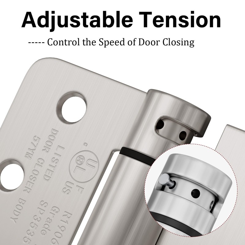 Haidms 2 Pack Self Closing Door Hinges 4" Brushed Nickel