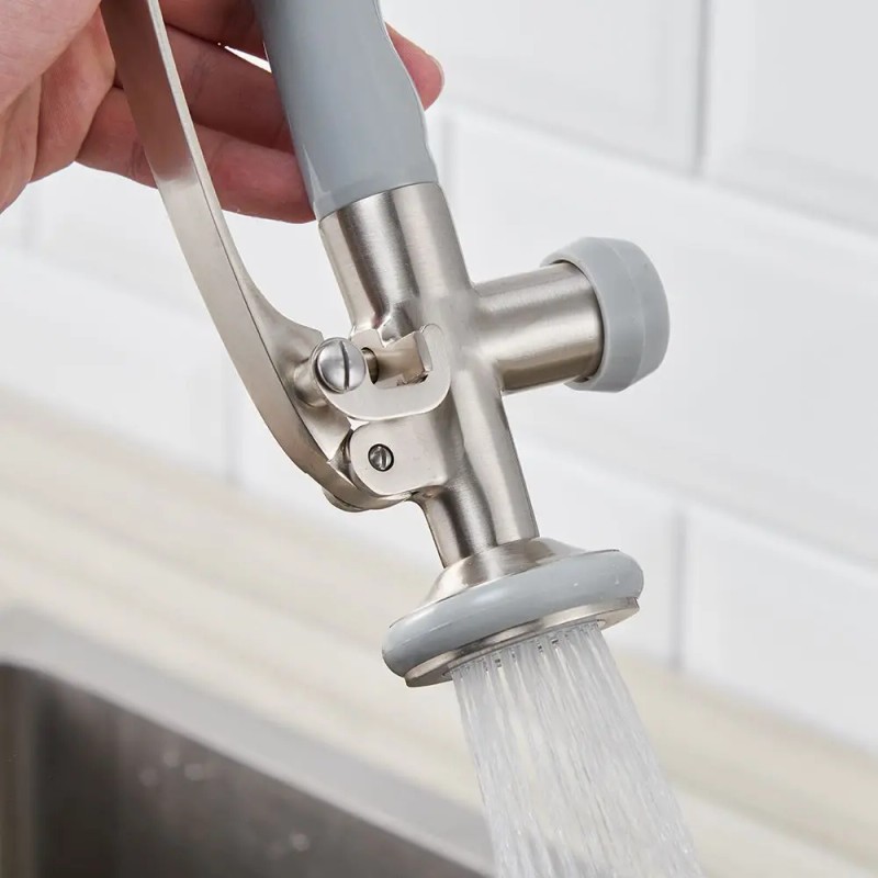 Commercial Single Handle Kitchen Sink Faucet with Pull-Down Sprayer Brushed