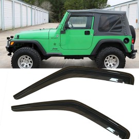2pcs Original Shatterproof Rainproof Side Window Wind Deflector for Jeep Wrangler 97-06,Tape-on Rain Guards Shields,Nice Looking Window Visors for Cars,Vent Deflectors for 1997-2006 TJ Wrangler 92054