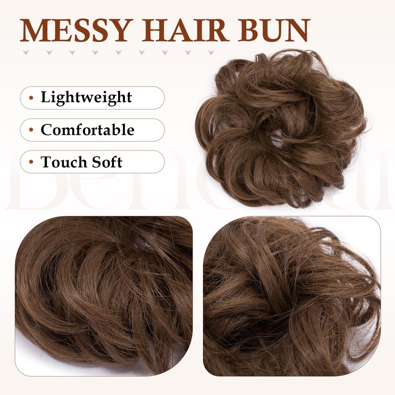 Benehair Tousled Updo Messy Bun Hair Piece Fluffy Scrunchy Updo