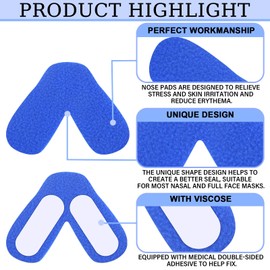 Jutom 24 Pack Nose Pads for Mask Avoiding Air Leaks Nasal Pads for Supplies Comfortable Nasal Guard Sleep Mask Liners Soft Cushions Accessories(Blue)