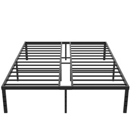 OLALITA 18 Inch Metal Platform Bed Frame, Queen Size Bed Frame, Steel Slat Support, No Box Spring Needed, Easy Assembly, Storage Space-Queen Bed Frame (Black, Queen)