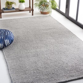 SAFAVIEH Natura Collection Accent Rug - 4' x 6', Steel, Handmade Wool & Viscose, Ideal for High Traffic Areas in Entryway, Living Room, Bedroom (NAT311B)