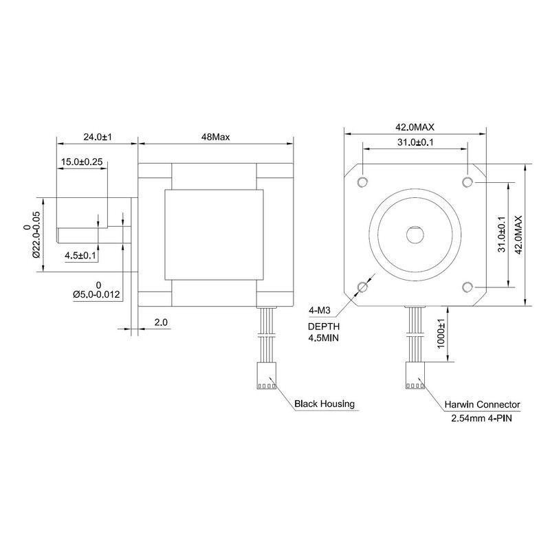 STEPPERONLINE Nema 17 Stepper Motor Bipolar 2A 59Ncm(84oz.in) 48mm Body